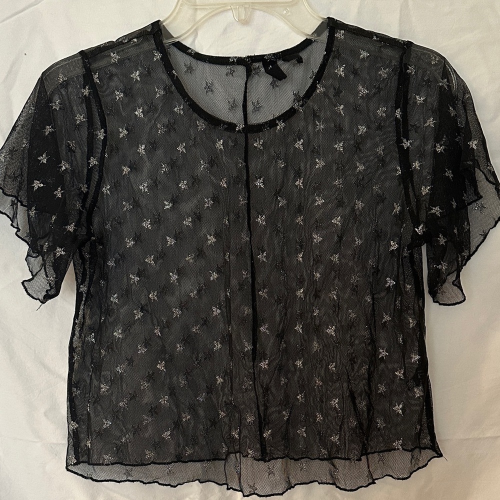 Urban Outfitters Black Sheer Star Blouse - Size S - Like New